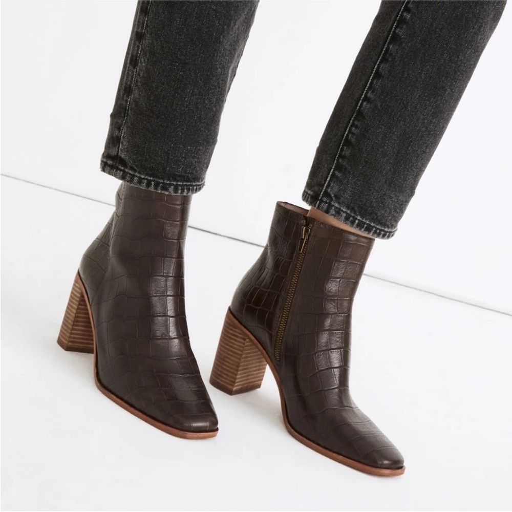 Madewell The Greer Boot with Croc Embossed Leather